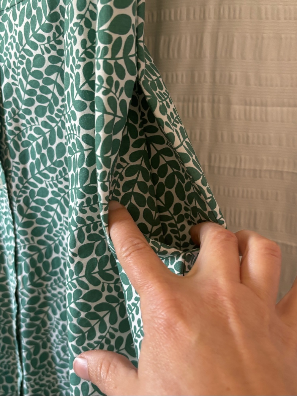 Boden Green Sophia Shirt Button Down Dress White Leafy Pattern Size 4R - Picture 8 of 11